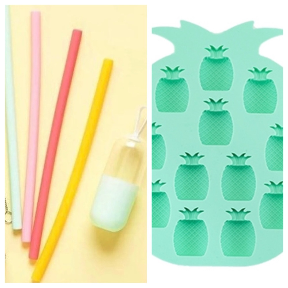 Reusable Straws & Ice Cube Tray Set